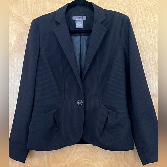 George Me Black Pin Stripe Blazer 6 - Picture 1 of 5